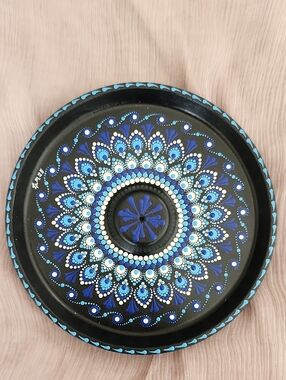 Censer Hand-Painted Blue Mandala Wall Art Plate